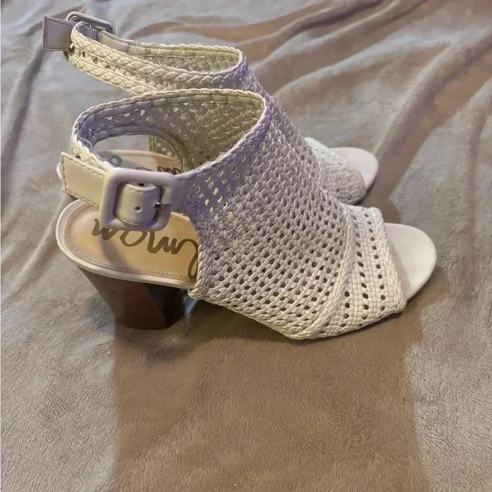 Sam Edelman Ivory Basketweave Open‎ Toe Booties
